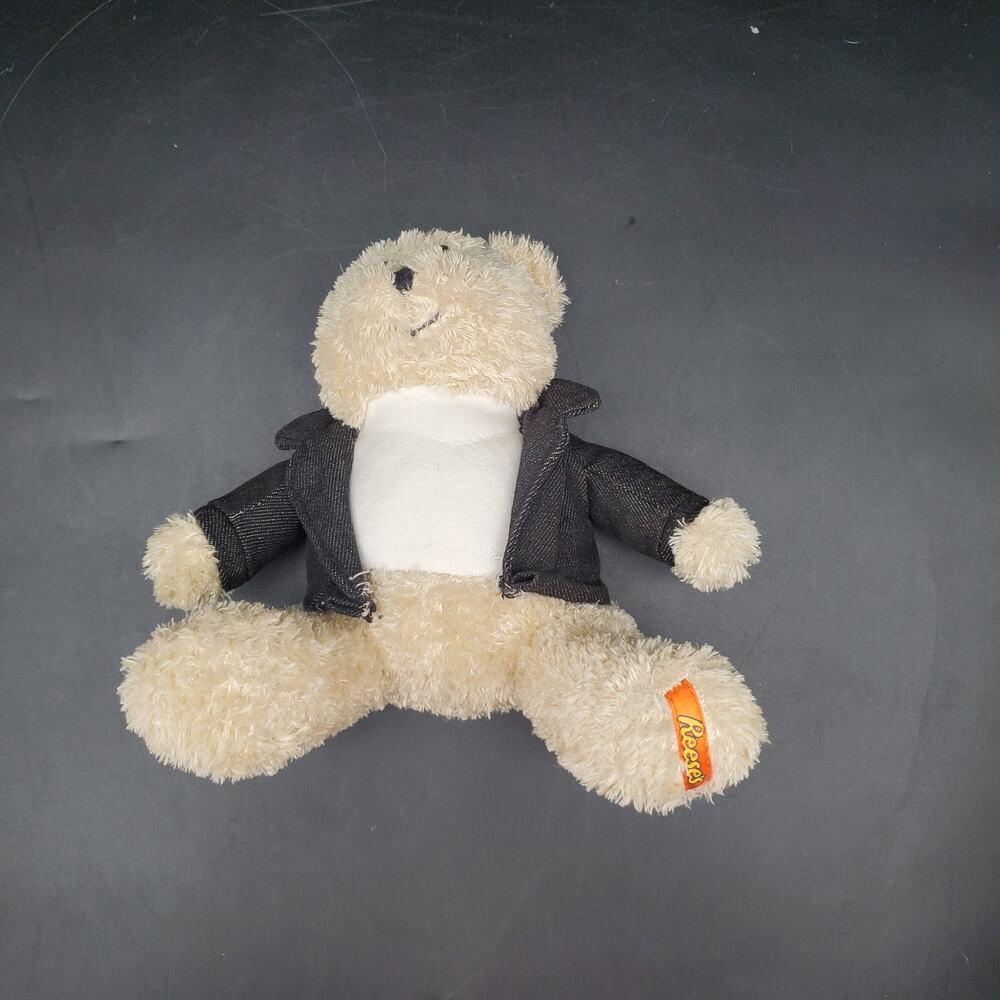 Reese's Plush Teddy Bear Black Jacket Stuffed Animal Promo Candy Mascot Toy